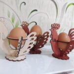 Laser Cut Wooden Easter Rooster And Chicken Egg Stand Free Vector