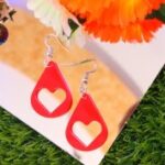 Laser Cut Teardrop Heart Dangle Earrings DXF File