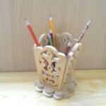 Laser Cut Wooden Decorative Pencil Holder Free Vector