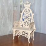 Laser Cut Royal Doll Throne Miniature Dollhouse Throne Barbie Chair 12mm Free Vector