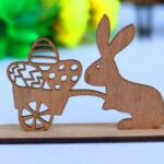 Laser Cut Wooden Easter Bunny Table Decor 3mm Free Vector