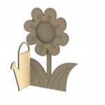 Laser Cut Photo Frame Watering Can With Flower Free Vector