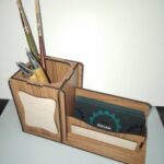 Laser Cut Pen Stand And Visiting Card Holder Free Vector
