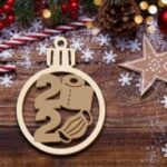 Laser Cut Christmas Ornament Tree Decoration With Mask Free Vector