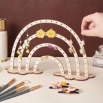 Laser Cut Earring Holder Rainbow Earrings Display Wood Earring Stand Jewelry Hanging Organizer