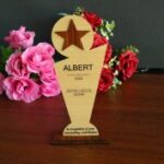 Laser Cut Personalized Wooden Trophy Free Vector