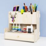 Laser Cut Pen Holder Creative Student Desktop Stationery Storage Rack Organizer DXF File