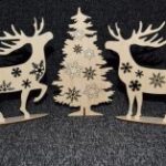 Laser Cut Mini Christmas Tree And Deer For Desk Christmas Ornaments Free Vector