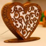 Laser Cut Heart Shaped Lamp 3mm Free Vector