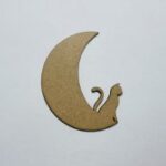 Laser Cut Unfinished Wooden Cat In Moon Cutout Free Vector