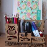 Laser Cut Owl Wooden Desk Organizer Free Vector