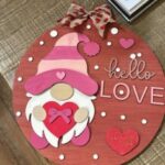 Laser Cut Valentine Gnome Door Hanger