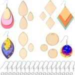 Laser Cut Unfinished Wooden Earrings Blanks Wood Pendants Teardrop Earrings Set