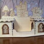 Laser Cut Castle Pencil Holder Desk Storage Organizer DWG File