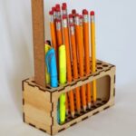 Laser Cut Office Desk Pen Ruler Pencil Holder 3mm DXF File