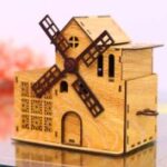 Laser Cut Windmill Shaped Desk Organizer With Drawer Free Vector