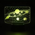 Laser Cut Solar System 3D LED Optical Illusion Lamp Free Vector