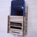 Laser Cut Wall-Mounted Mobile Holder Wooden Charging Phone Hanger 3mm Free Vector