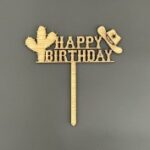 Laser Cut Cowboy Happy Birthday Cake Topper Free Vector