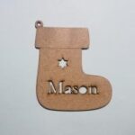 Laser Cut Personalized Stocking Christmas Ornament Free Vector