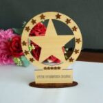 Laser Cut Wooden Star Award Trophy Free Vector