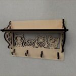 Laser Cut Owl Decor Wall Mounted Coat Rack Shelf Coat Hook Rack Entryway Shelf Free Vector