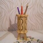 Laser Cut Wood Decorative Pencil Holder Free Vector