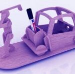 Golfer Cart Pen Holder Stand 3mm Free Vector
