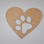 Laser Cut Wooden Heart With Paw Christmas Tree Ornament Free Vector