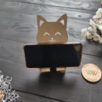 Laser Cut Cute Cat Smartphone Stand Free Vector