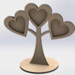 Laser Cut Wooden Photo Frames Heart Shaped On Tree DXF File