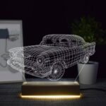 Laser Cut Vintage Car 3D Illusion Night Lamp Free Vector