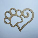 Laser Cut Pawprint Heart Wood Cutout Shape Free Vector