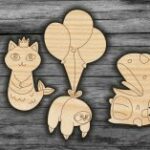 Laser Cut Wooden Magnets Icons Free Vector