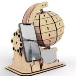 Laser Cut World Globe Table Top Phone Holder Free Vector