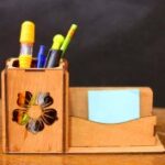 Laser Cut Wooden Desk Organizer Pen And Cards Holder Free Vector