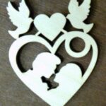 Laser Cut Couple Pigeon Heart Valentine’s Day Decor Free Vector