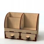 Laser Cut Desk Organizer With Drawers 4mm Free Vector