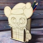 Laser Cut Mouse Pencil Holder Organizer Free Vector
