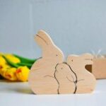 Laser Cut Wooden Bunny Puzzle Bunny Family Easter Kids Gift Toys Free Vector