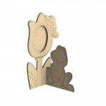Laser Cut Photo Frame With Flower And Frog Free Vector